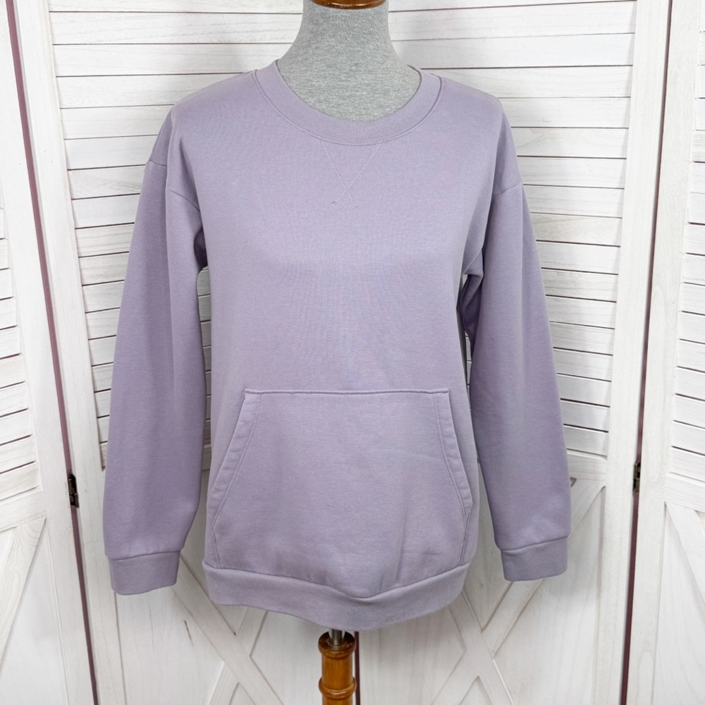 Mondetta Crew Neck Front Pocket Sweatshirt Lavender Purple Medium